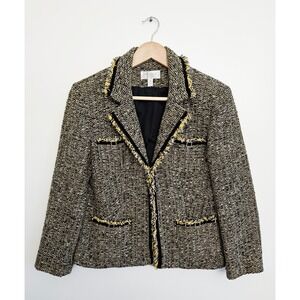 Conrad C Collection Tweed Blazer Jacket Sz 10 Yellow Black Dark Academia VTG